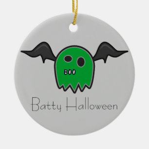 Ornamento de Halloween de Boo Bat Green Ghost Batt