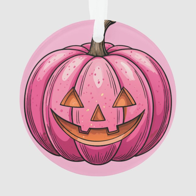 Ornamento de Halloween de calabaza rosa (Reverso)