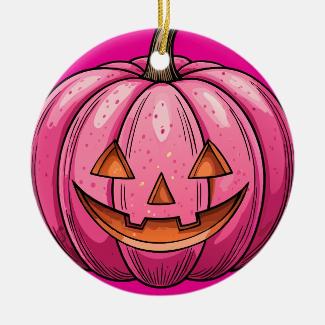 Ornamento de Halloween de calabaza rosa (Frente)