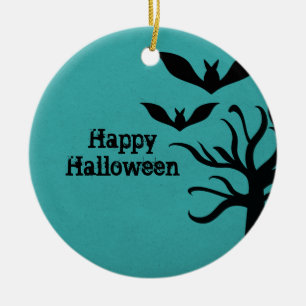 Ornamento de Halloween de Eerie Bats, Aqua