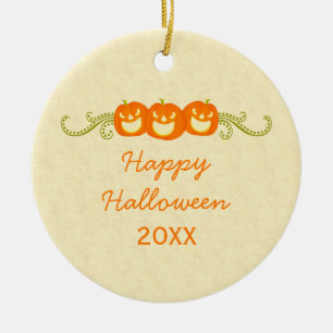 Ornamento de Halloween de Feliz Calabaza Swirls
