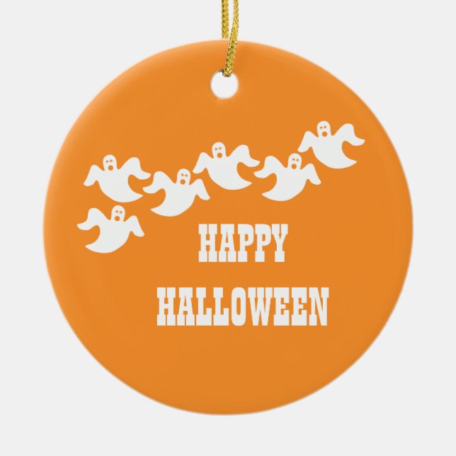 Ornamento de Halloween, Fiesta fantasma, Naranja (Frente)