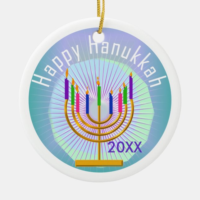 Ornamento de Hanukkah Keepsake feliz (Frente)