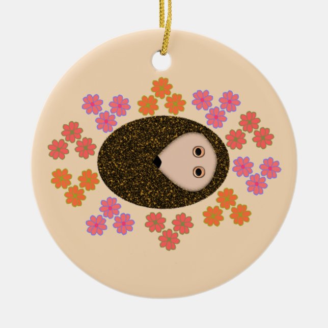 Ornamento de Hedgehog y Flores (Frente)