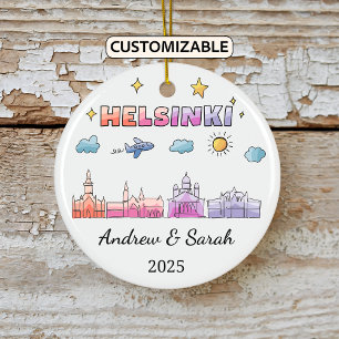 Ornamento de Helsinki de Skyline personalizado, Fi