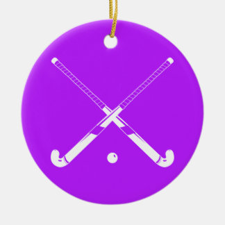 Ornamento de hockey de campo con nombre morado