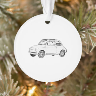 Ornamento de Ilustracion negro y blanco Fiat 500