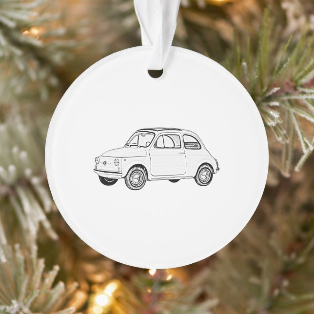 Ornamento de Ilustracion negro y blanco Fiat 500 (Árbol)
