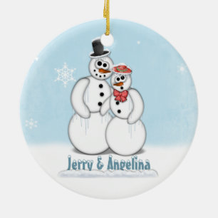 Ornamento de imagen de pareja Snowman