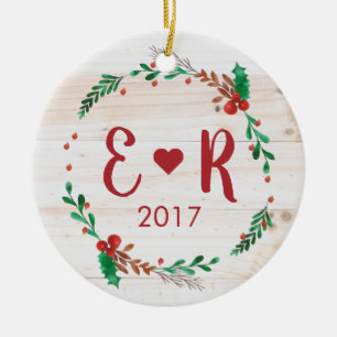 Ornamento de Iniciales de Pareja Personalizada