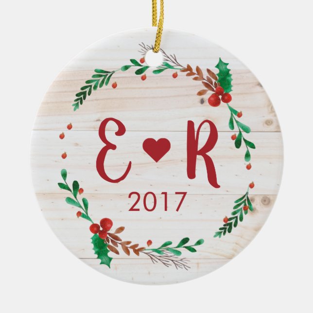 Ornamento de Iniciales de Pareja Personalizada (Frente)
