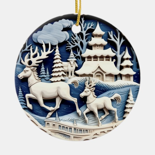 Ornamento de Invierno de Renos Maravillosos (Frente)