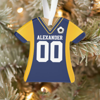 Ornamento de Jersey de Fútbol Azul/Amarillo Person