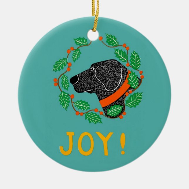 Ornamento De Joy Black Lab De Stephen Huneck (Frente)