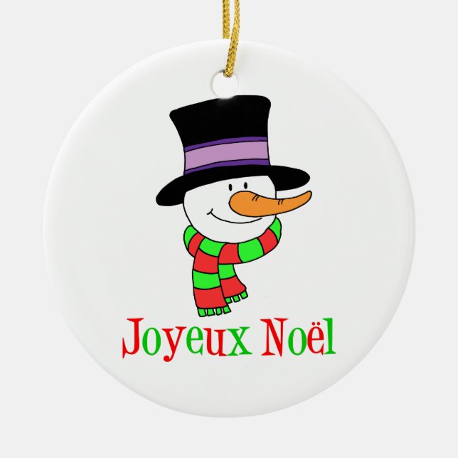 Ornamento de Joyeux Noel Snowman (Frente)