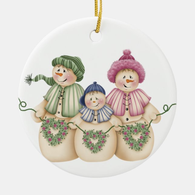 Ornamento de Keepsake de la familia Snowman (Frente)