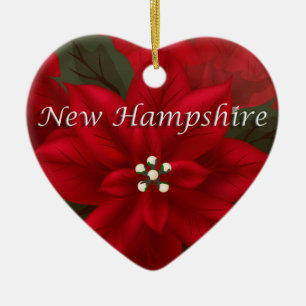 Ornamento de Keepsake de New Hampshire Poinsettia