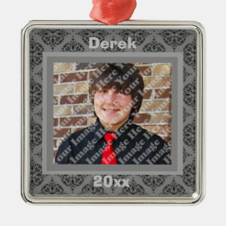 Ornamento de Keepsake gris y negro plateado
