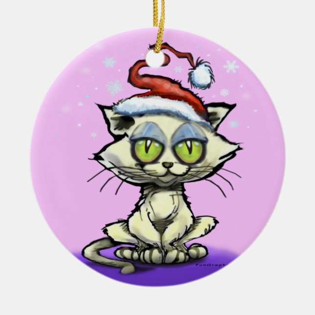 Ornamento de Kitten Santa Hat (Frente)