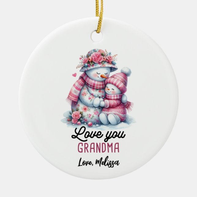 Ornamento de la abuela Snowman (Frente)