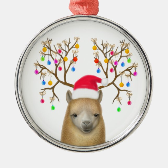 Ornamento de la alpaca del navidad (Frente)