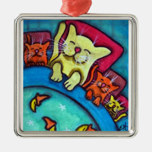 Ornamento de la amistad de los gatos de la hora de
