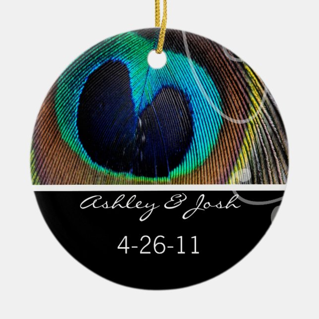 Ornamento de la boda de la pluma del pavo real (Frente)