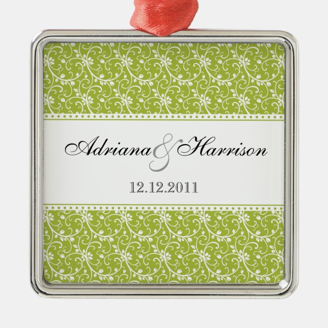 Ornamento de la boda del damasco de la vid de (Frente)