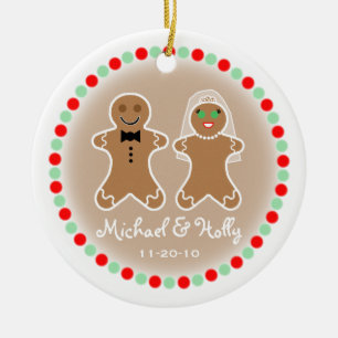 Ornamento de la boda - novia y novio de Gingerbead