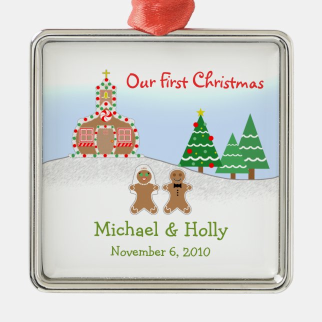 Ornamento de la boda - novia y novio del pan de (Frente)