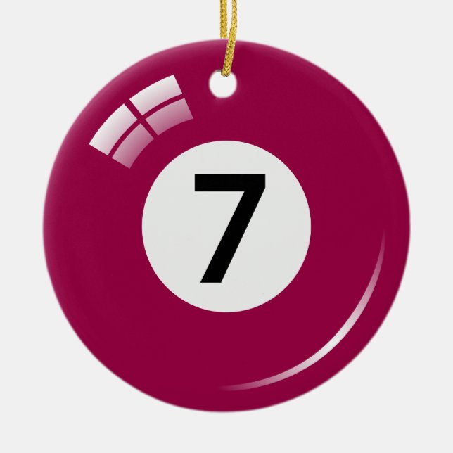 Ornamento de la bola de piscina del número siete - (Frente)