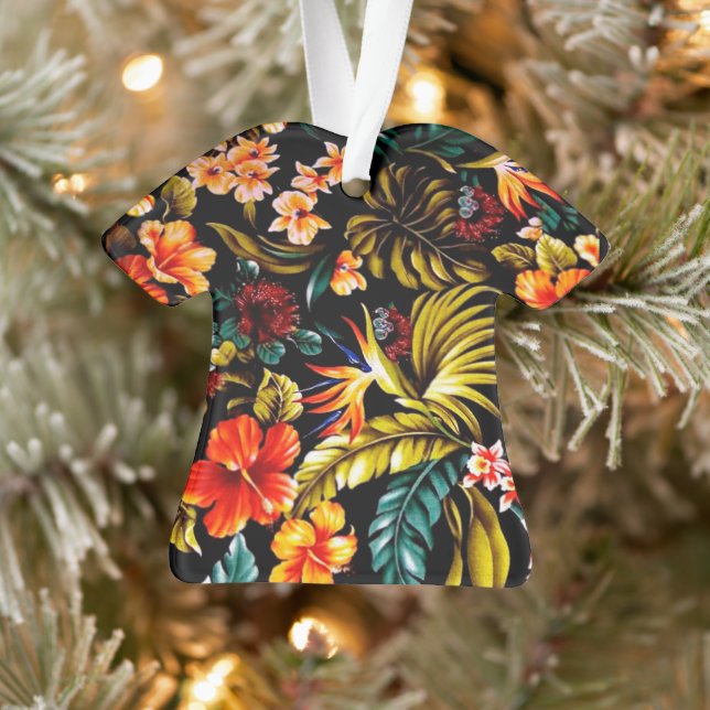 Ornamento de la camiseta de Aloha floral retro (Árbol)