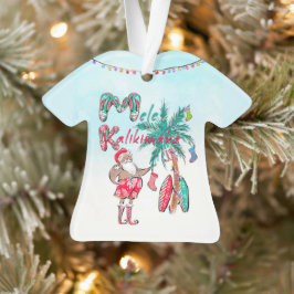 Ornamento de la camiseta de Mele Kalikimaka Santa 