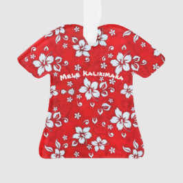 Ornamento de la camiseta de Red Hibiscus Aloha