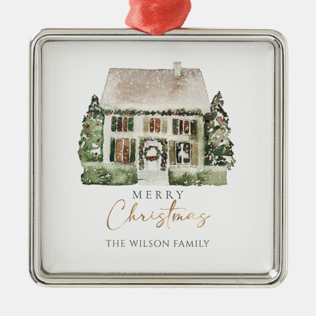 Ornamento de la casa de los Navidades de invierno  (Frente)