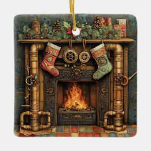 Ornamento de la chimenea de Steampunk para navidad