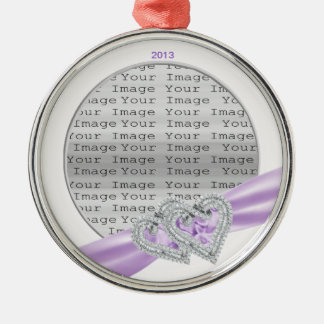 Ornamento de la cinta de lavanda del corazón perso