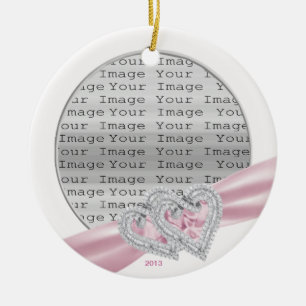 Ornamento de la cinta rosada del personalizado Hea