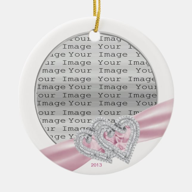 Ornamento de la cinta rosada del personalizado Hea (Frente)