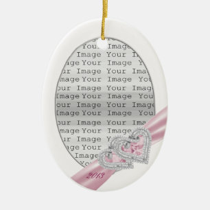 Ornamento de la cinta rosada del personalizado Hea