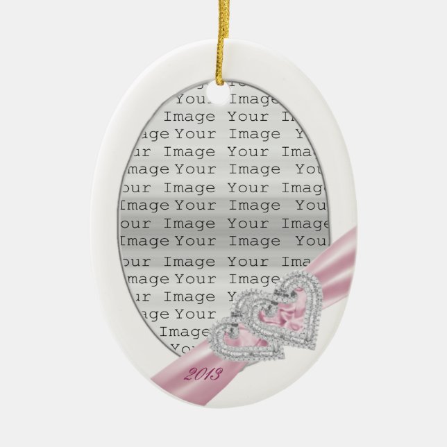 Ornamento de la cinta rosada del personalizado Hea (Frente)