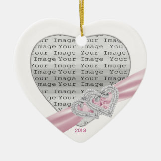 Ornamento de la cinta rosada del personalizado Hea