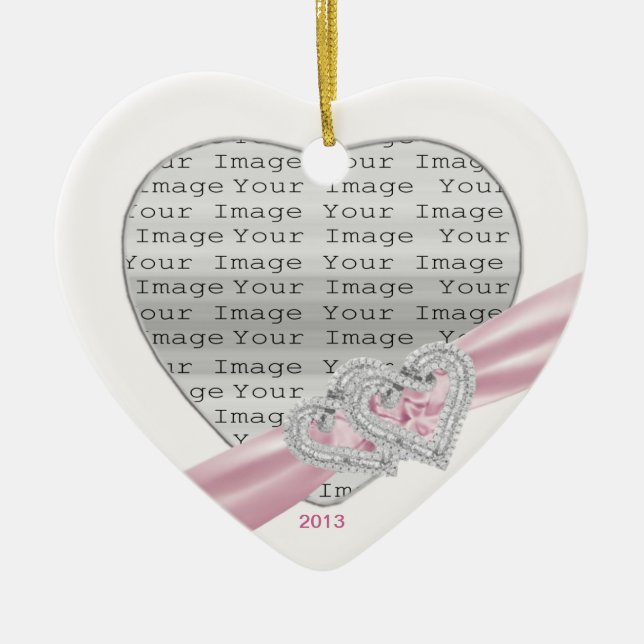 Ornamento de la cinta rosada del personalizado Hea (Frente)
