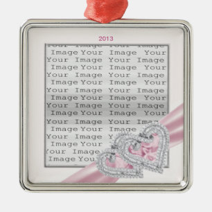 Ornamento de la cinta rosada del personalizado Hea