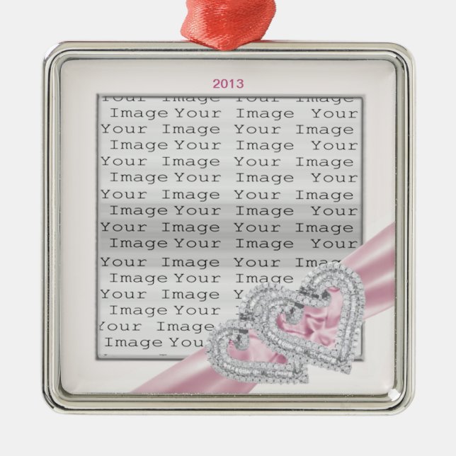 Ornamento de la cinta rosada del personalizado Hea (Frente)