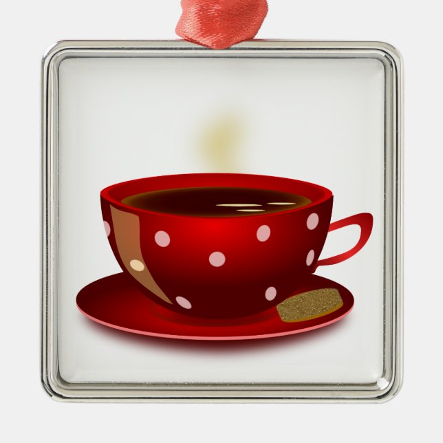 Ornamento de la Copa del Café Rojo (Frente)