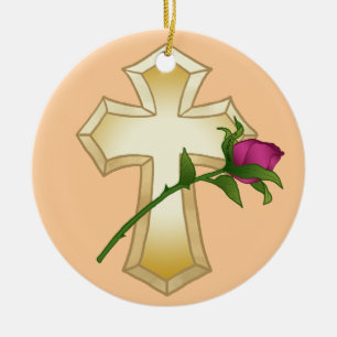 Ornamento de la Cruz Cristiana Rosa