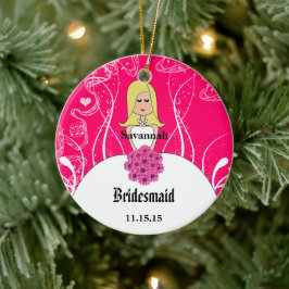 Ornamento de la dama de honor de la Boda Fuchsia B