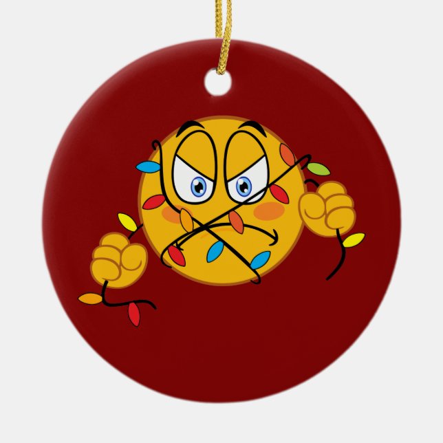 Ornamento de la emoji de las luces de navidad (Frente)