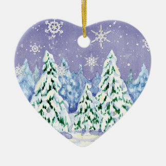 Ornamento de la escena de la nieve de los pájaros 